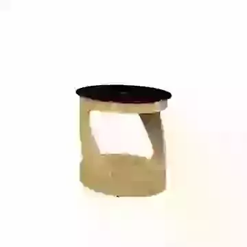 Modern Oval Wood & Black Glass Lamp Table in Walnut or Oak Finish